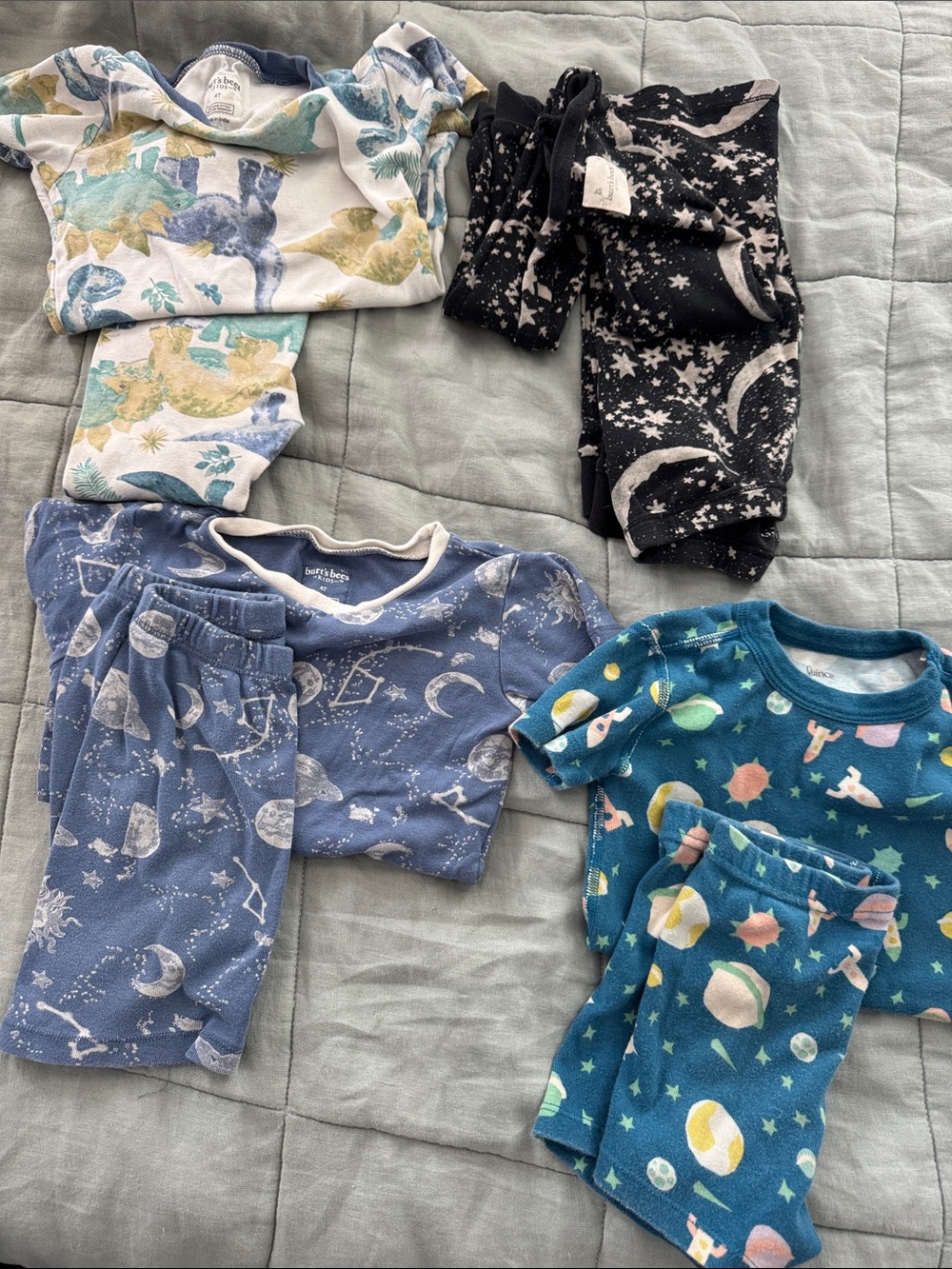 Assorted Space & Dino Print Kids Pajama Sets -